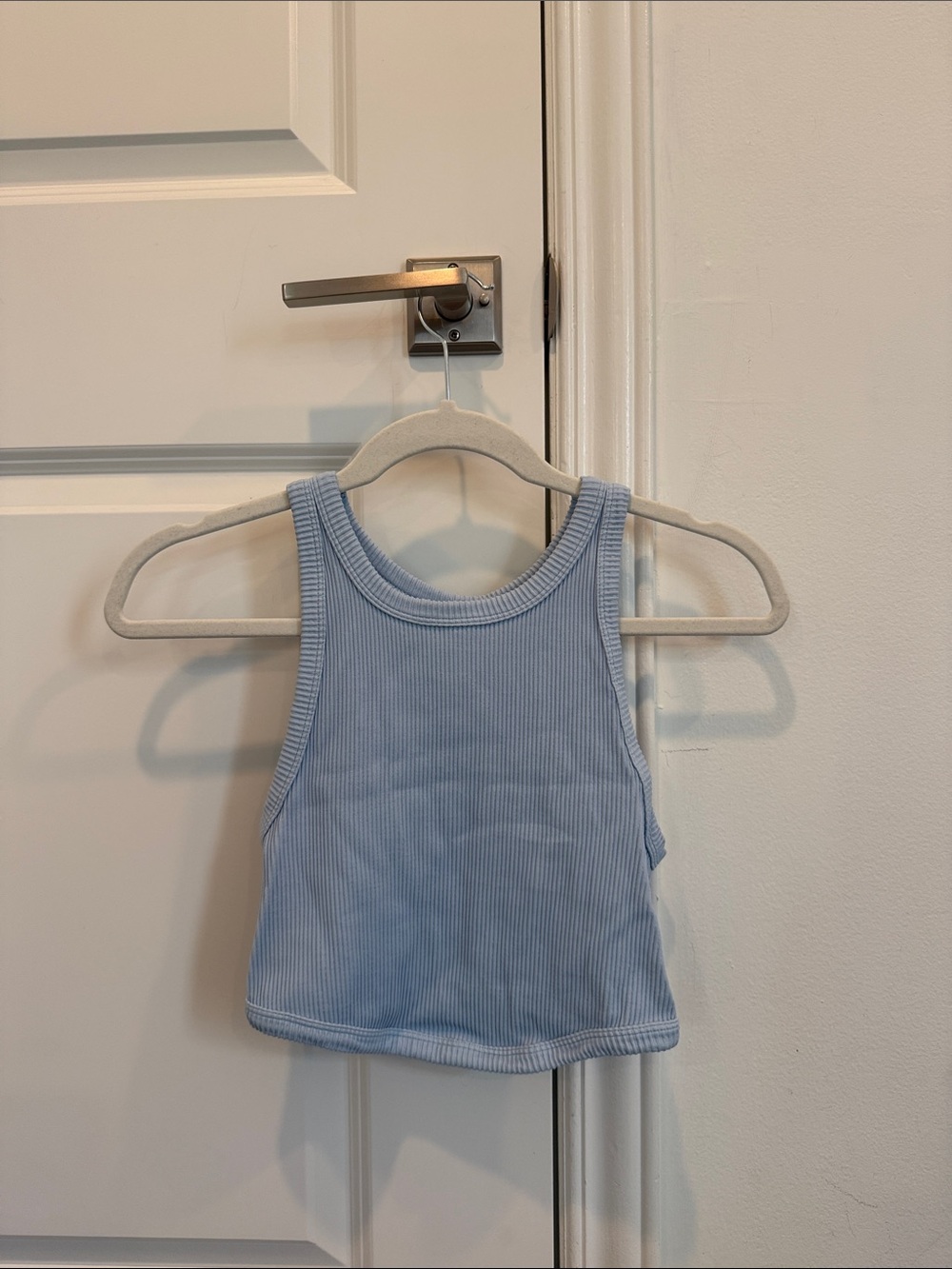 Nikibiki Ribbed Crop Tank Top - Light Blue